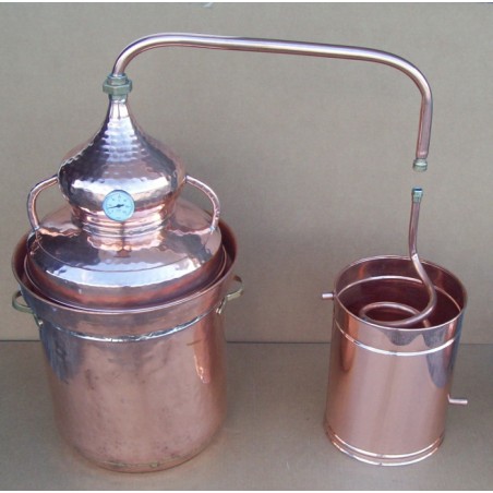 Alambique de cobre 50 litros cierre a agua con termómetro