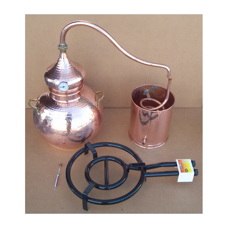 Alambic traditionnel 40 litres,  Thermomètre, Alcoomètre, grille de separation grille de gaz