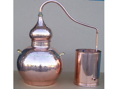 DISTILLER ALEMBIC COPPER WITH COIL GLASS BLOWN 1 LITRE MADE ITALY