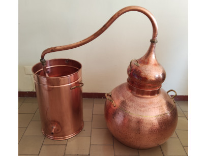 Alambique 80 de cobre litros tradicional con termómetro, alcoholímetro, rejilla y quemador