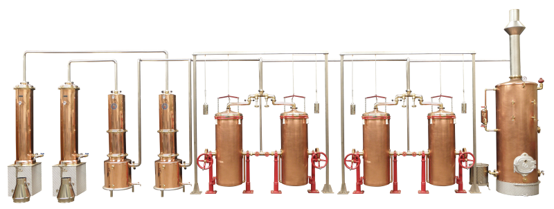 destiladora de cobre con  4 columnas